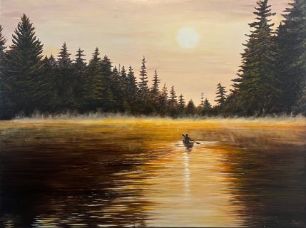 Misty Morning on the Lake - oil painting by Shana Talebpour