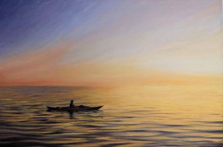 Sunset Kayaker - oil painting by Shana Talebpour