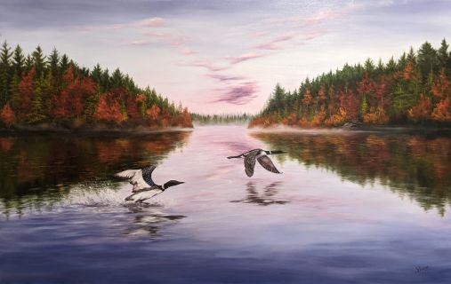 The Loon Lake - oil painting by Shana Talebpour