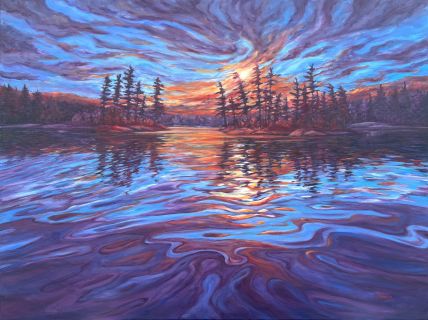 Under the Sky Over the Lake  - oil painting by Shana Talebpour
